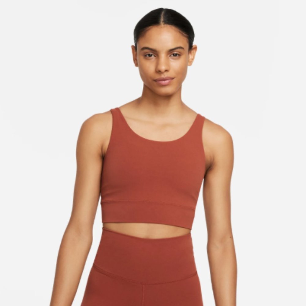 NIKE Yoga Luxe Infinalon Crop Top & Shorts Set Redstone